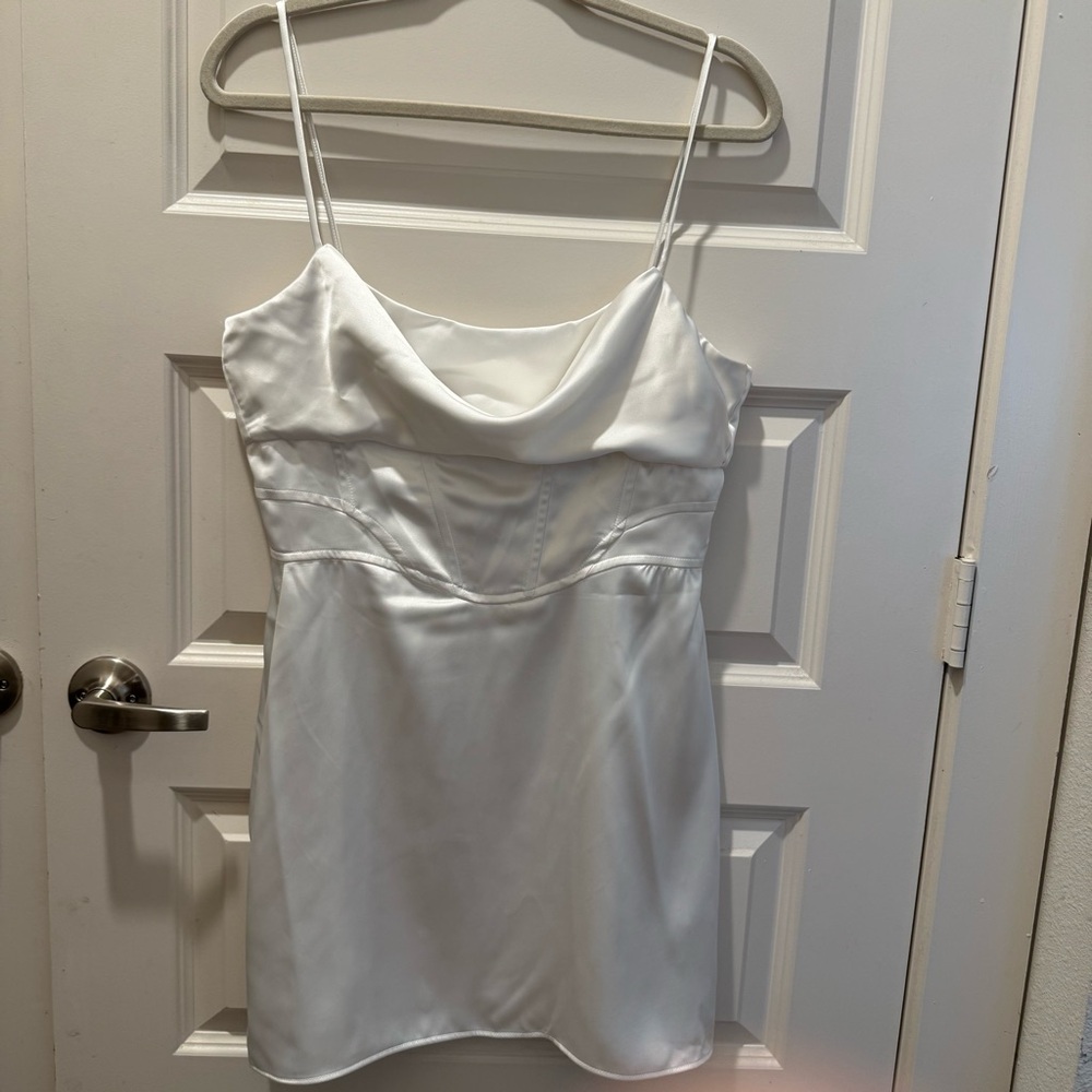 ZARA White Satin Corset Dress- Large